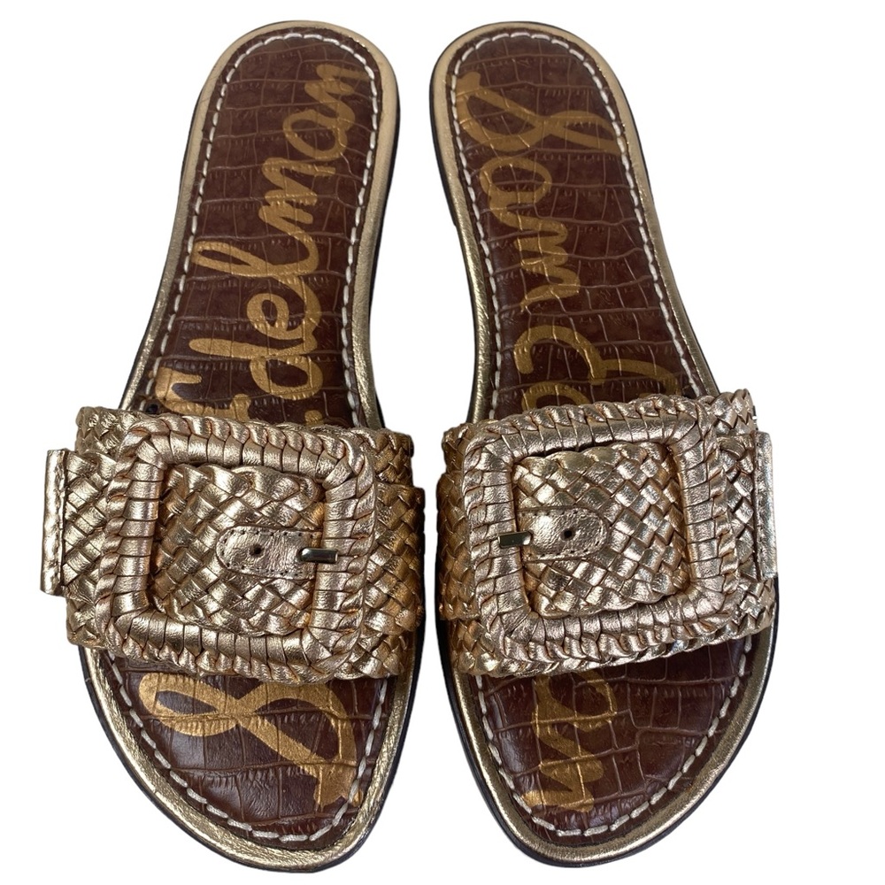 Sam Edelman 8 Gabriela Champagne Sandals with large buckle